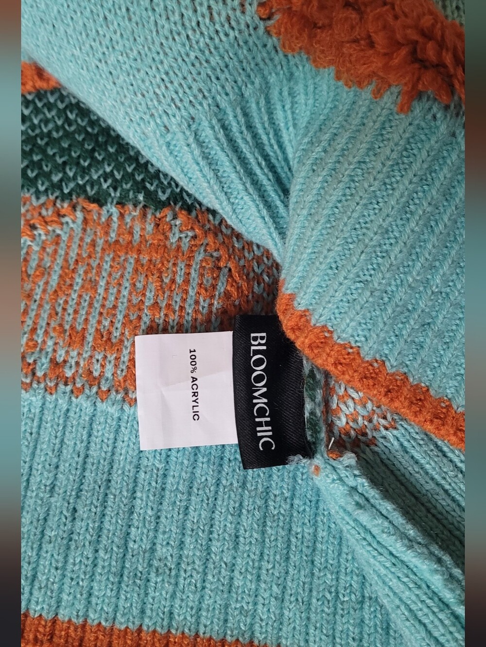 Bloomchic Sweater, Light Blue With Citrus Design, Acrylic, Contrast Egde, 14-16 - Picture 5 of 7